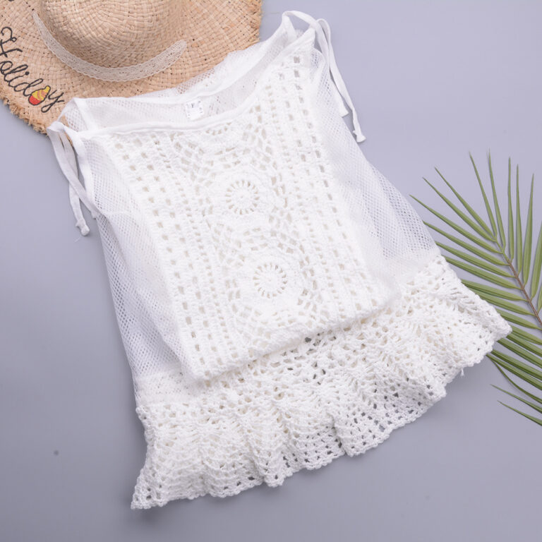 Beach Featured Hand Crochet Swimsuit Stitching One-piece Skirt Sun Protection Sling Holiday Mesh Skirt – Image 8