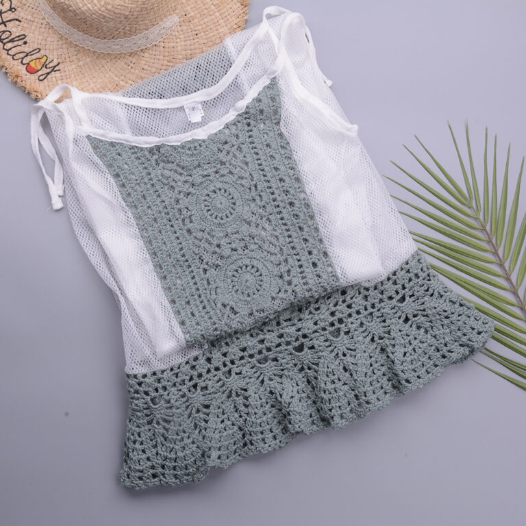 Beach Featured Hand Crochet Swimsuit Stitching One-piece Skirt Sun Protection Sling Holiday Mesh Skirt – Image 6