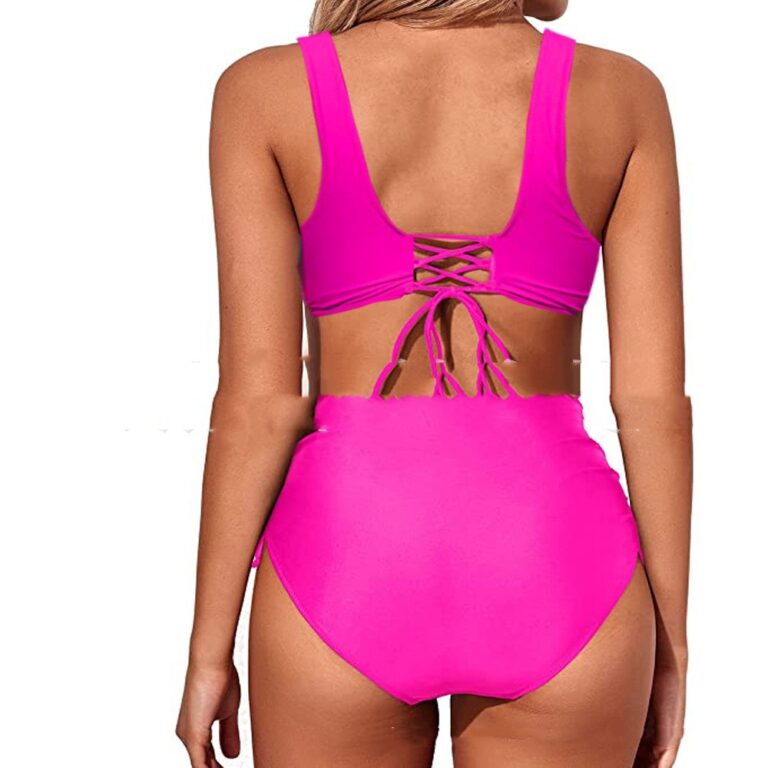 Solid Color Cross Bandage Swimsuit Split Bikini – Image 2