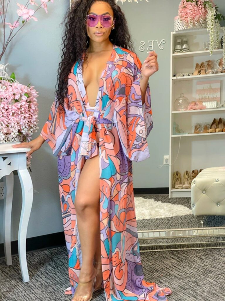 European And American New Style Women's Long Shawl Print Jumpsuit - Image 5