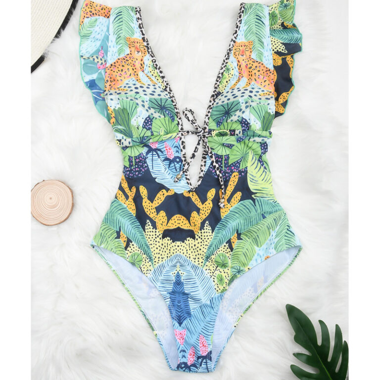 Strap Retro Digital Print Beach Swimsuit – Image 4