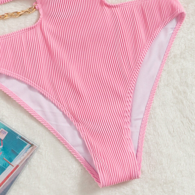Ladies One Piece Swimsuit Beach Solid Color Swimsuit - Image 9