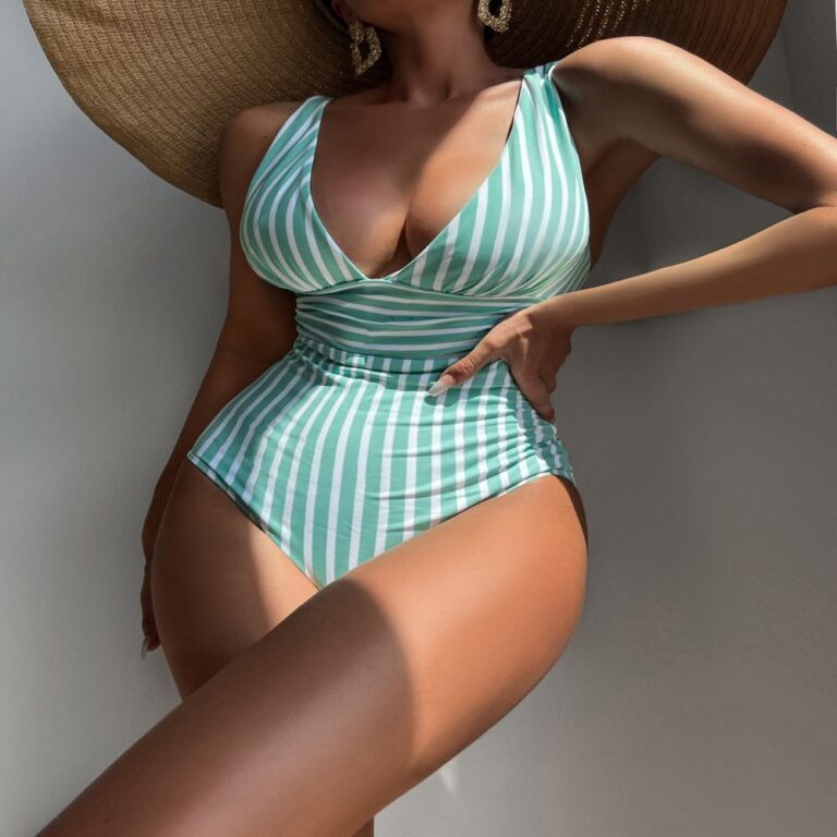New Bikini Maillot de bain une pièce rayé pour femmes