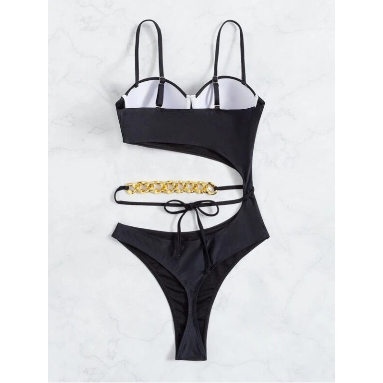Ladies One Piece Swimsuit Beach Solid Color Swimsuit - Image 5
