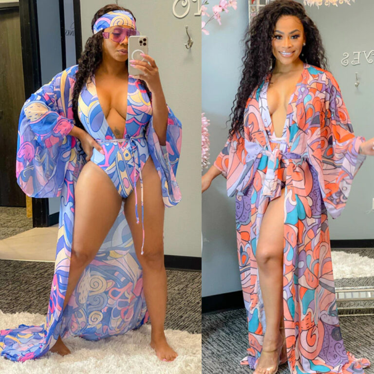 European And American New Style Women's Long Shawl Print Jumpsuit