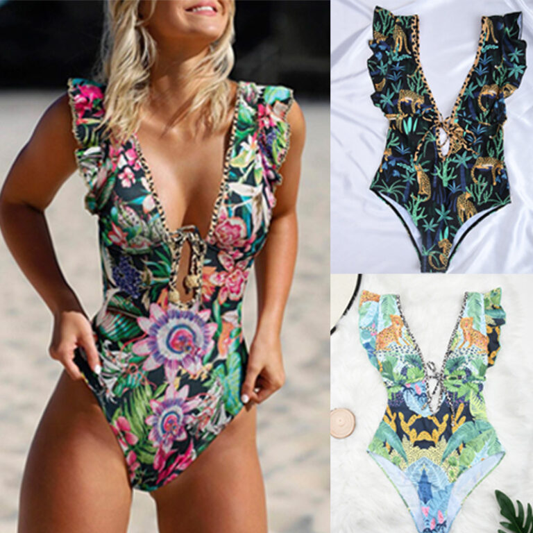 Maillot de bain de plage à bretelles, imprimé numérique rétro