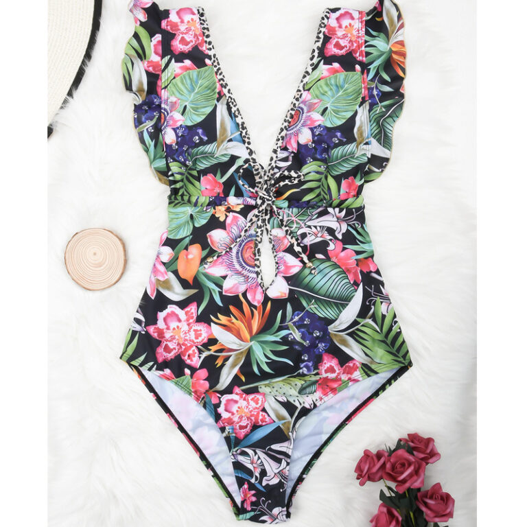 Strap Retro Digital Print Beach Swimsuit – Image 6