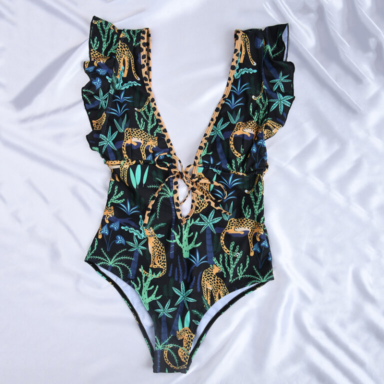 Strap Retro Digital Print Beach Swimsuit – Image 2