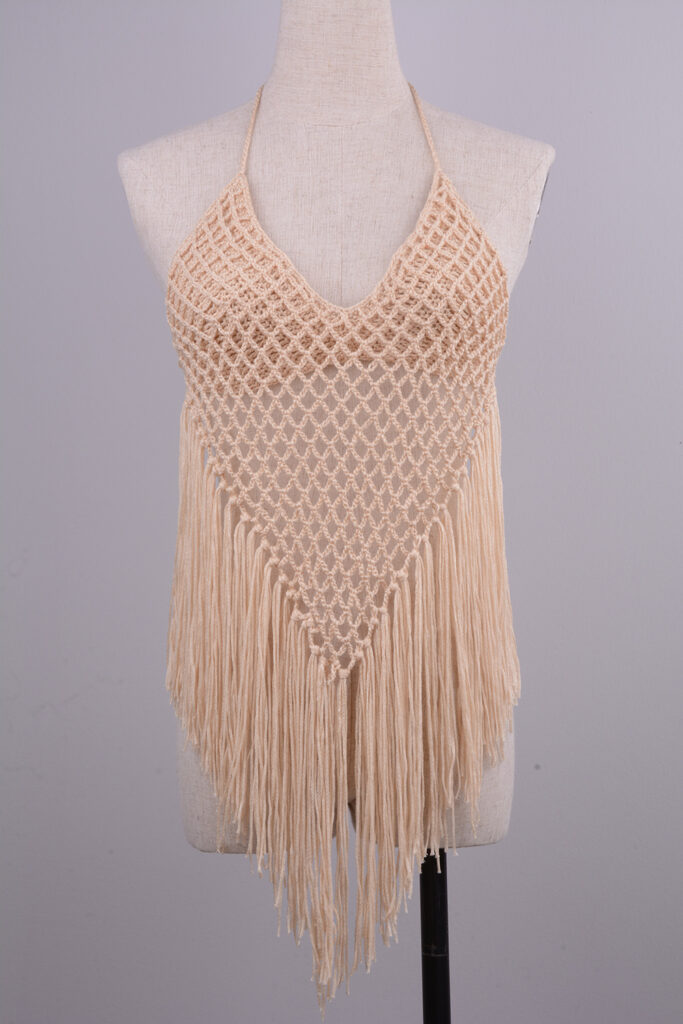Hand-woven Beach Hollow Tassel Split Swimsuit Set Factory Direct Sales – Image 3