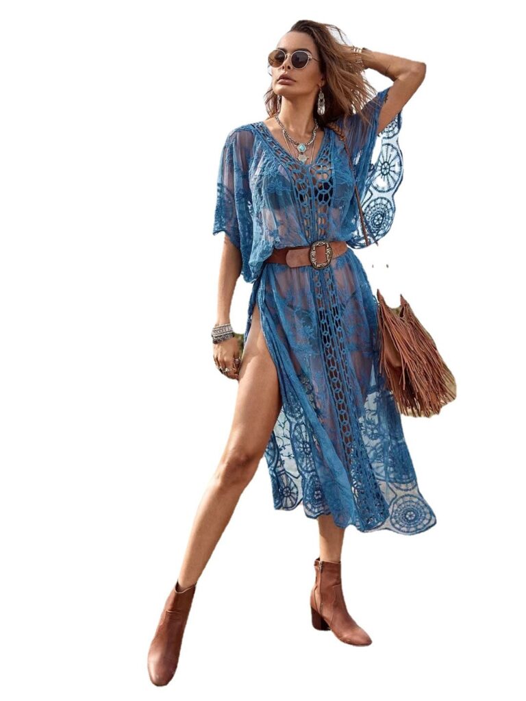 Crochet Hollow Lace Vacation Robe Sunscreen Beach Dress - Image 3