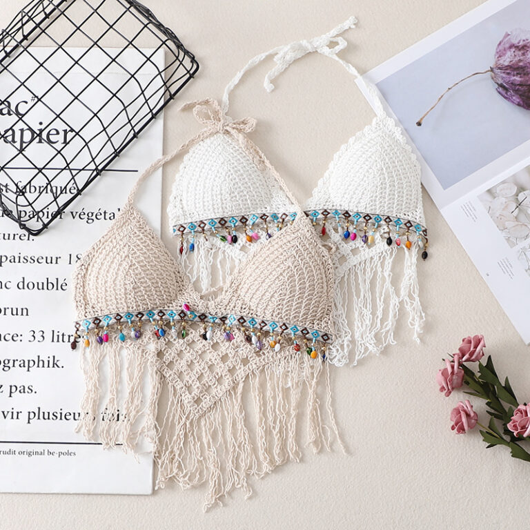 Versatile Fringed Crochet Suspender Sleeveless Knitted Top