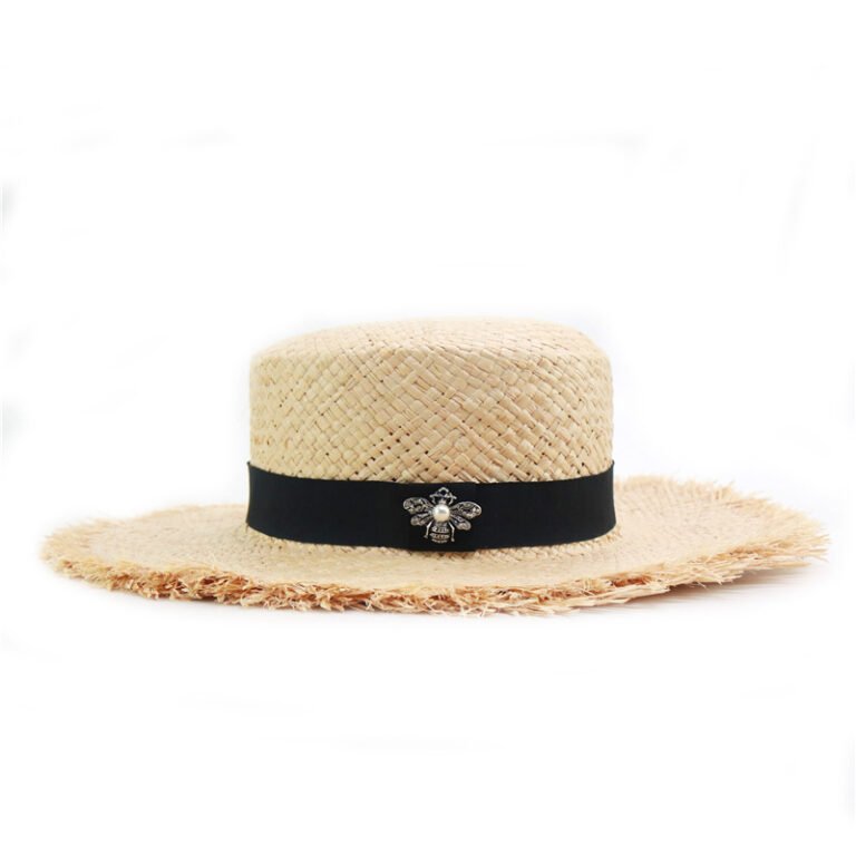 Female Lafite Grass Flat Top Straw Hat – Image 2