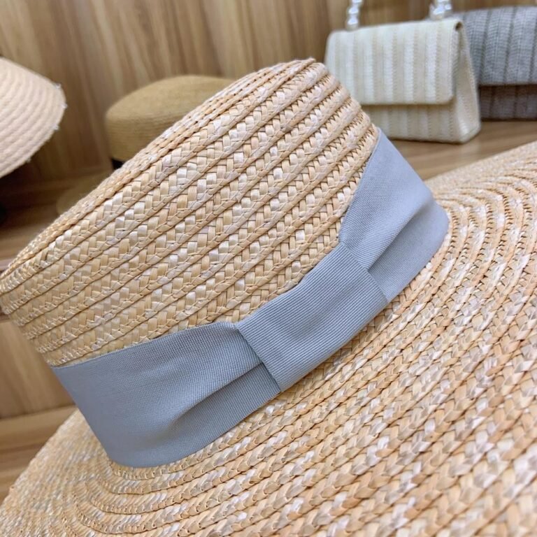 Axin Hat Ornaments Gray Tie Knot Flat Top Thin Straw Wide Brim Top Hat Flat Top Hat Straw Hat – Image 3