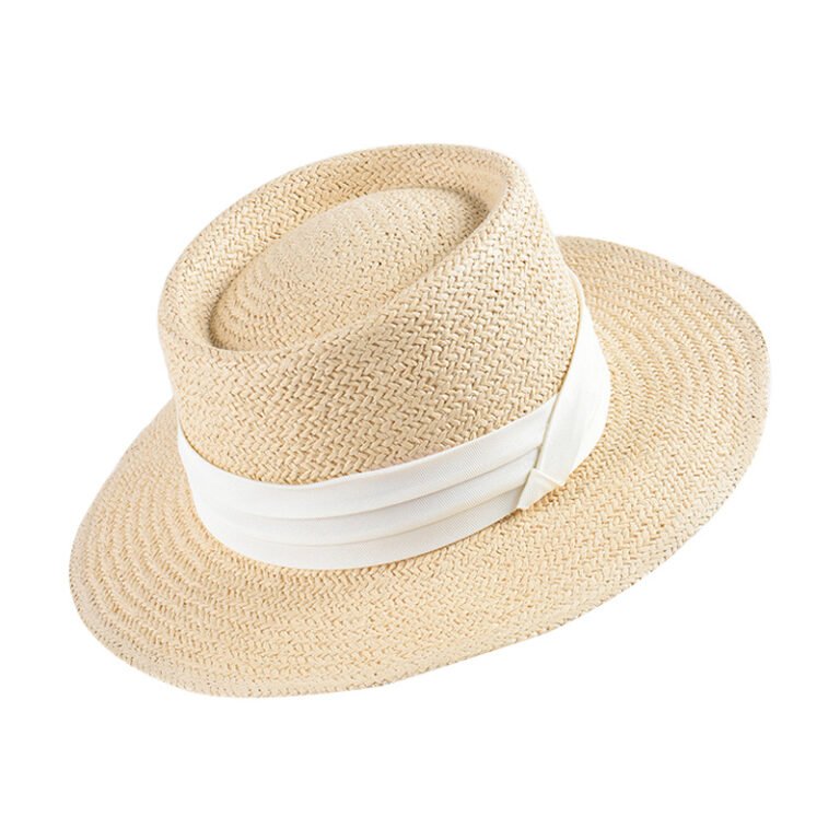Ladies Hand-woven Flat Straw Hat – Image 3
