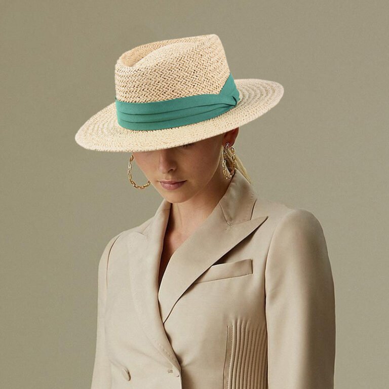Chapeau de paille plat tissé à la main pour dames
