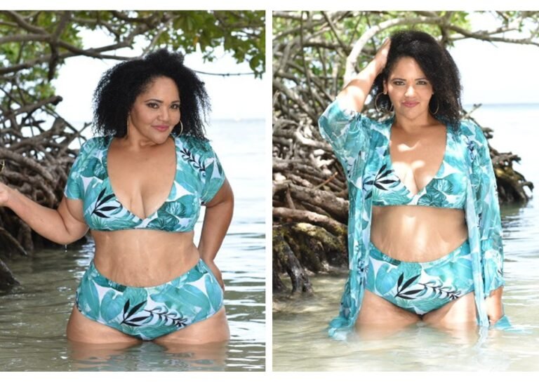 Stylish Plus Size Split Swimsuit Veil – Image 3
