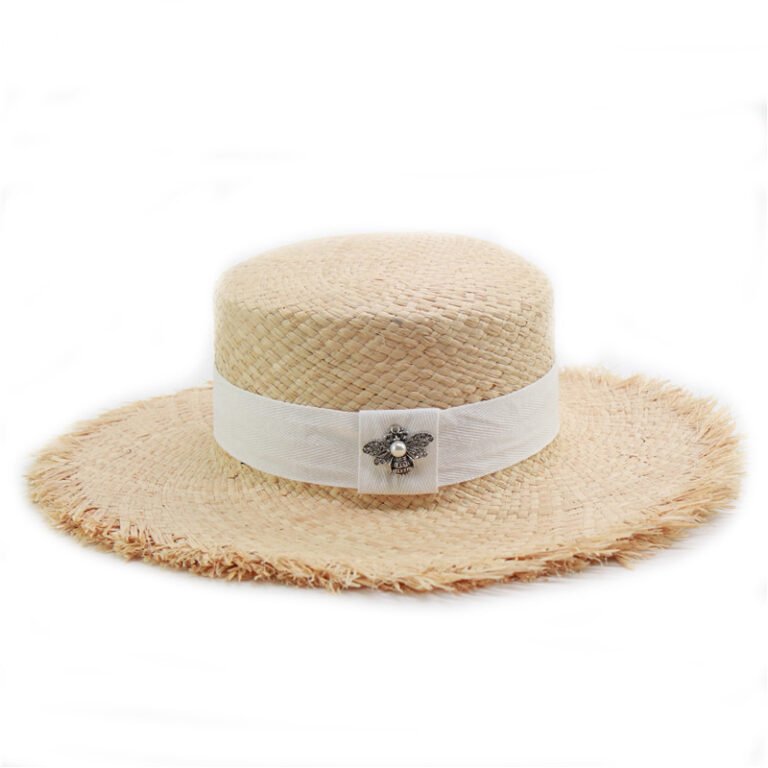 Female Lafite Grass Flat Top Straw Hat – Image 3