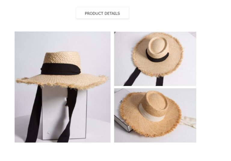 Raffia Grass Flat Top Raw Edge Binding Neck Sun Visor Hat Hand Braided Grass Hat – Image 5