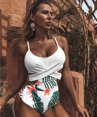 Maillot de bain slim sexy à croix imprimée