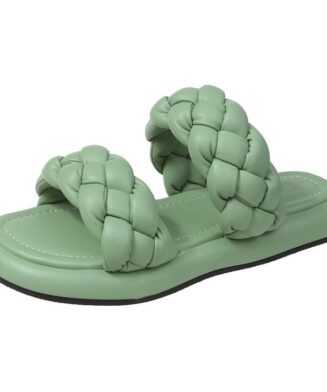 Sandales et pantoufles plates tissées Candy Color