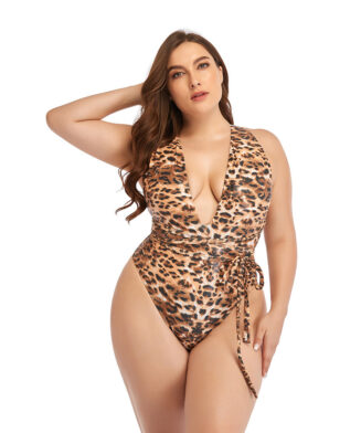 Maillot de bain Plus Size imprimé léopard