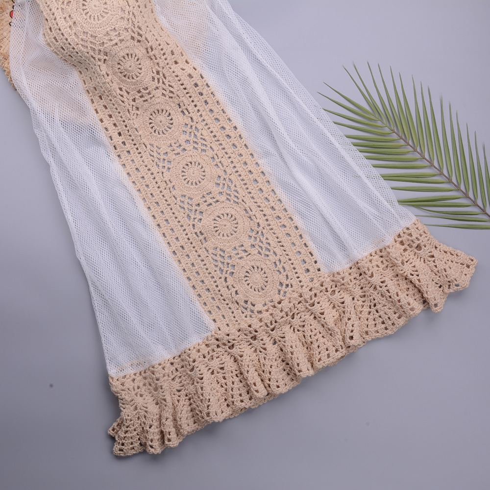Beach Featured Hand Crochet Swimsuit Stitching One-piece Skirt Sun Protection Sling Holiday Mesh Skirt – Image 2