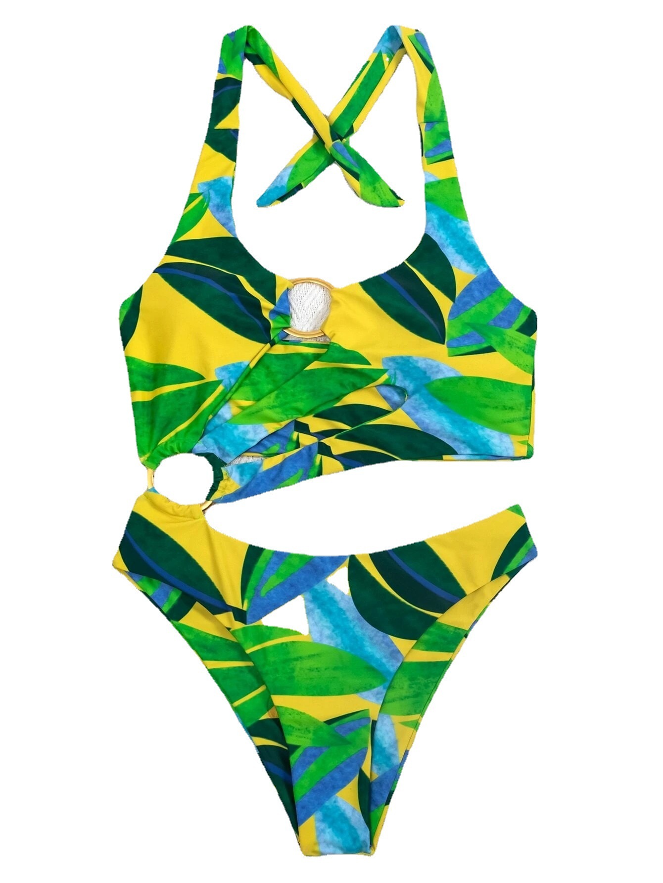 Ladies One Piece Swimsuit Push Up Print - Image 2