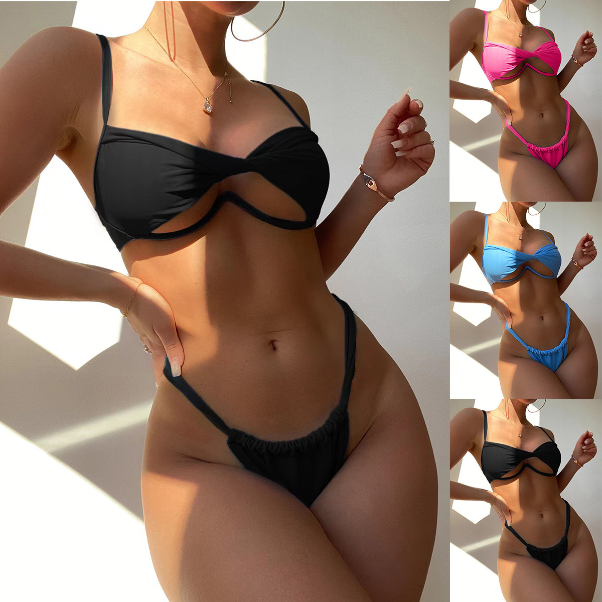 Twist Bikini with Solid Colors