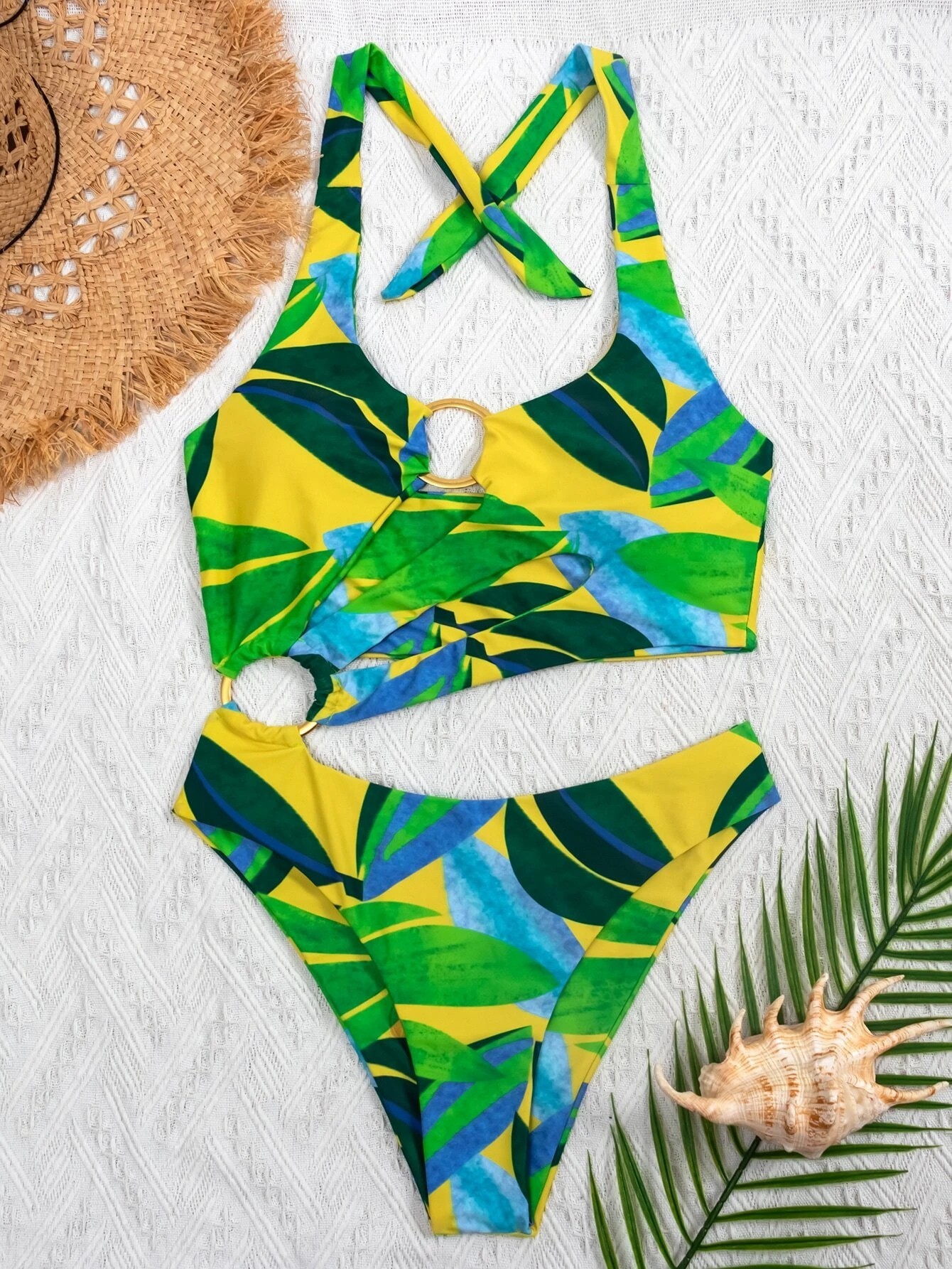 Ladies One Piece Swimsuit Push Up Print - Image 5